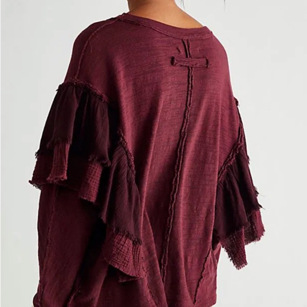 Free people we the free stellar tee sz xs plum purple ruffle - Picture 3 of 4